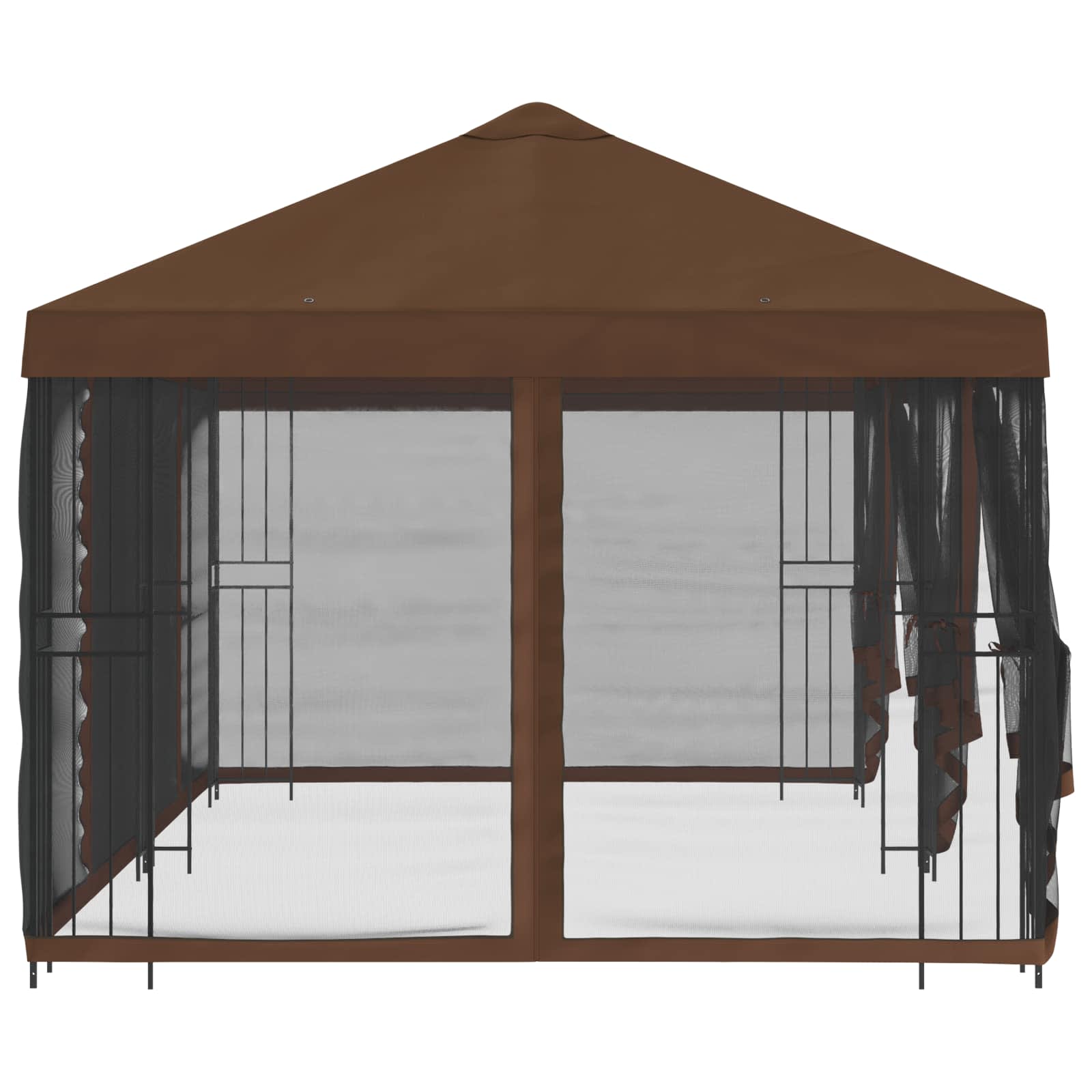 Paviljoen met zijwanden 6 x 3 m Bruin Polyester en staal 190