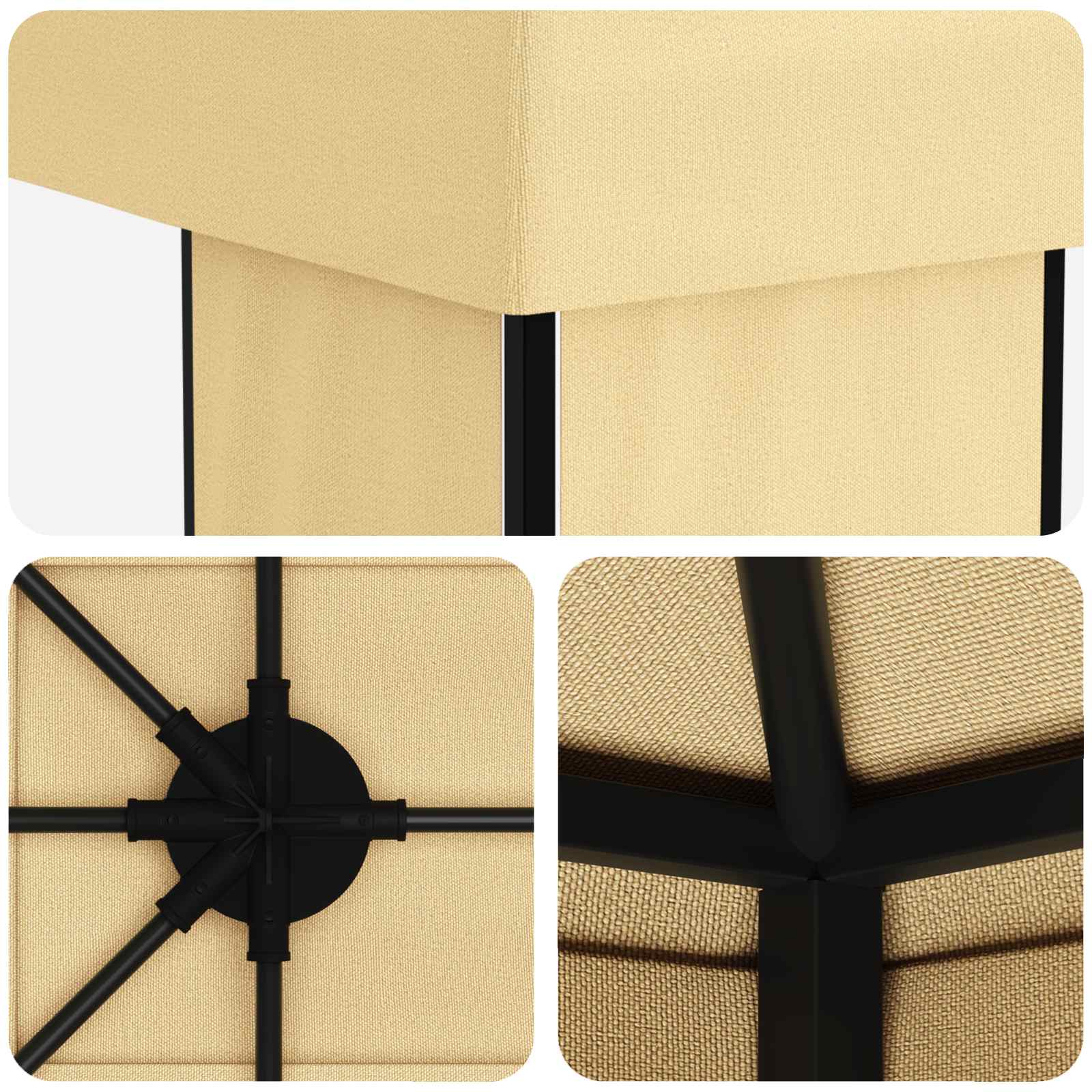 Tuinprieel 6 x 3 m Crèmekleurig Polyester en staal 190