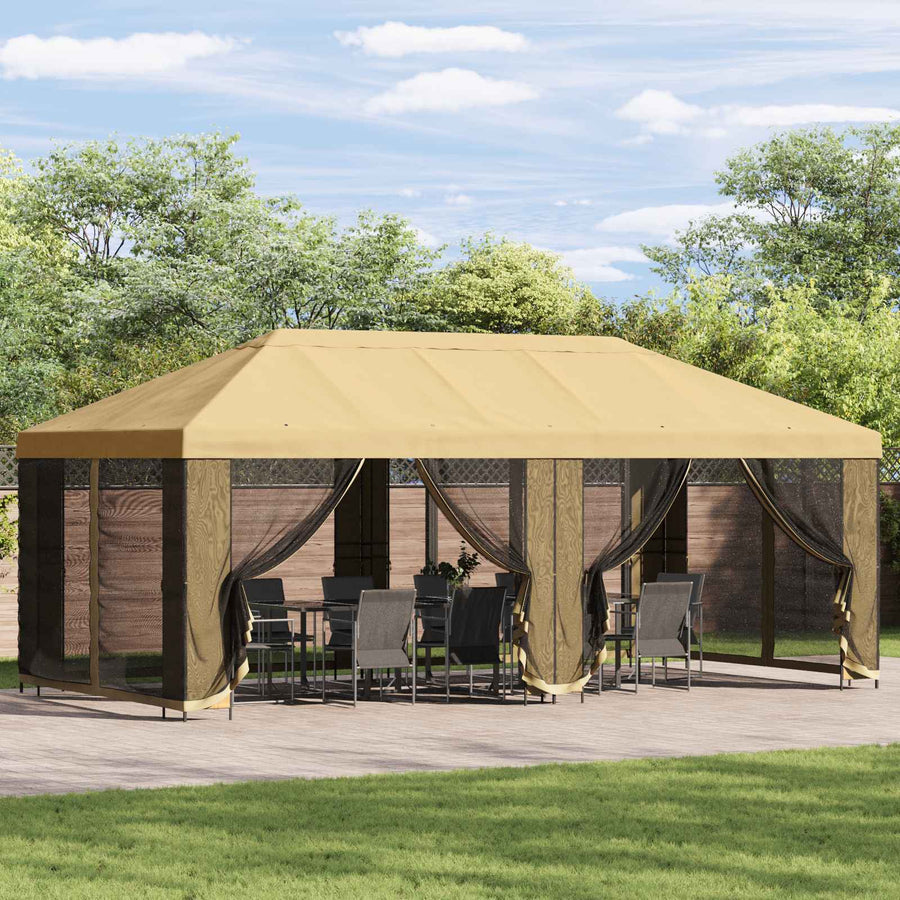 Tuinprieel 6 x 3 m Crèmekleurig Polyester en staal 190