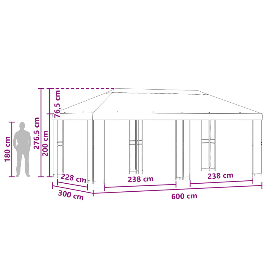 Tuinprieel 6 x 3 m Taupe Polyester en staal 190