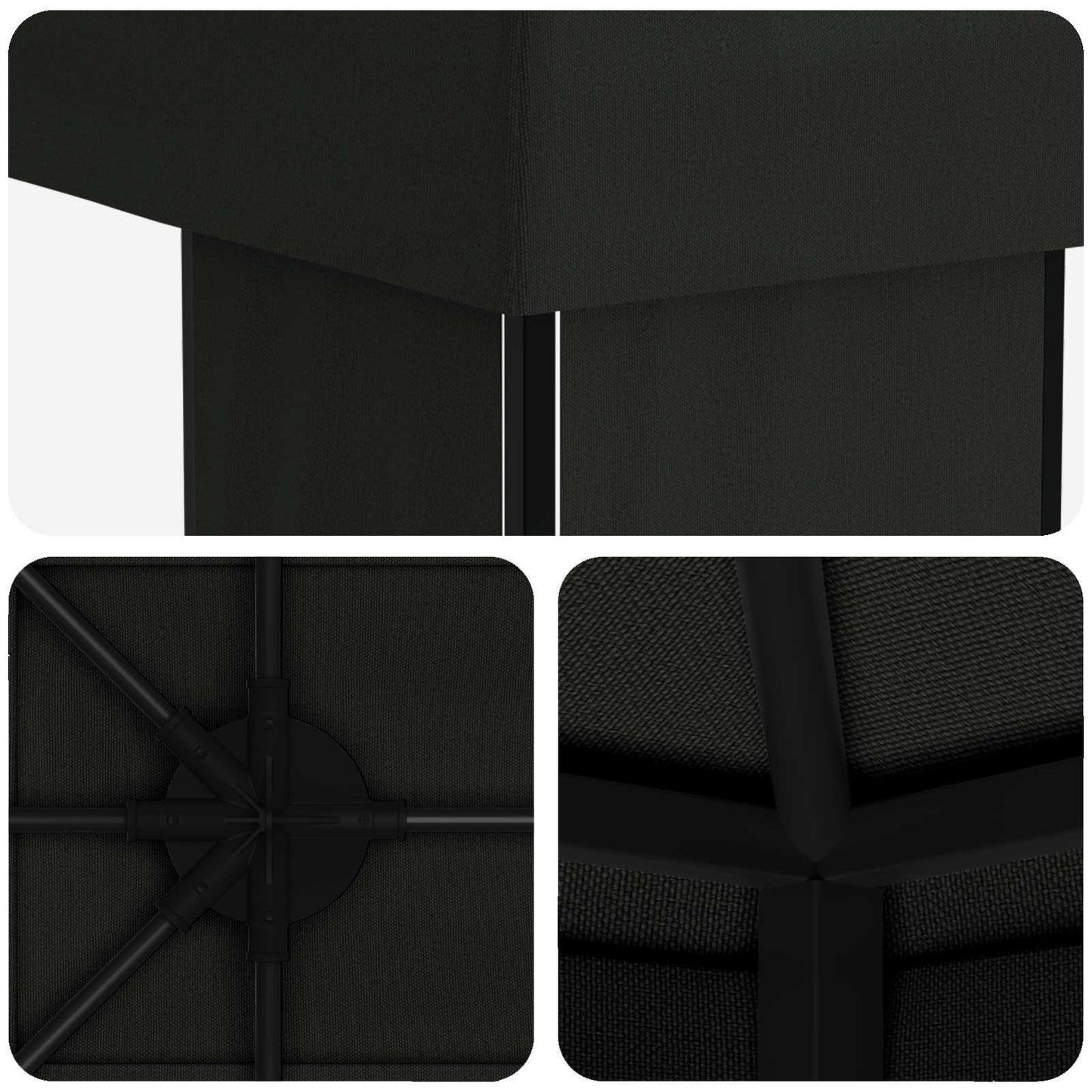 Tuinprieel 6 x 3 m Zwart Polyester en staal 190