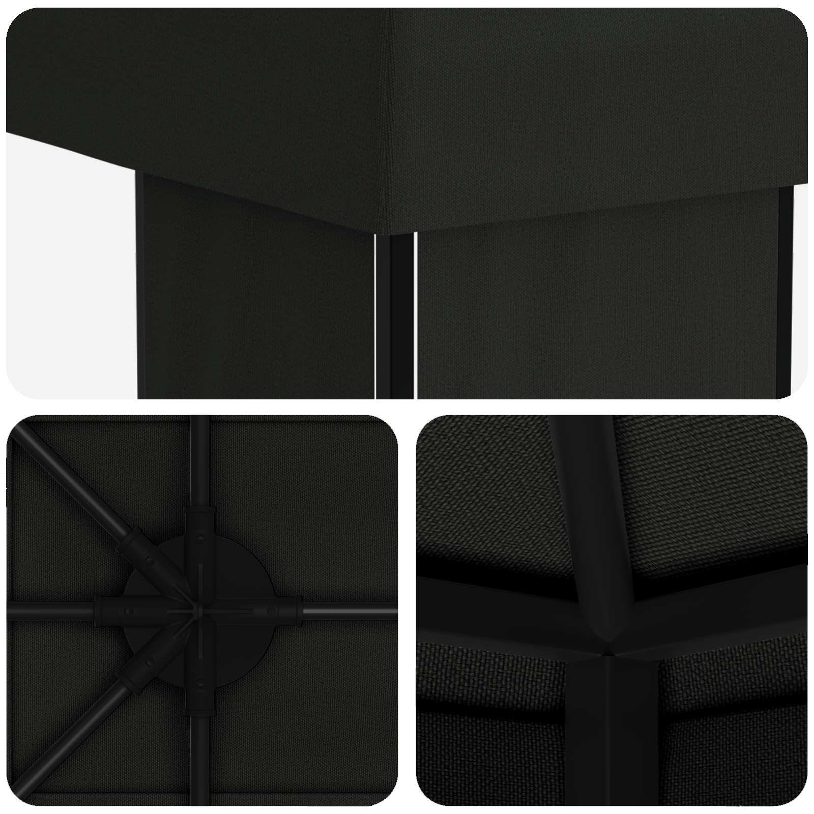 Tuinprieel 6 x 3 m Zwart Polyester en staal 190