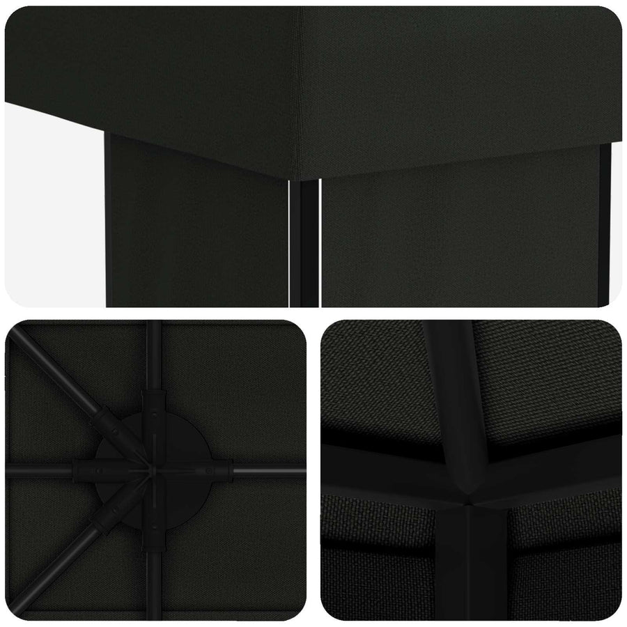 Tuinprieel 6 x 3 m Zwart Polyester en staal 190