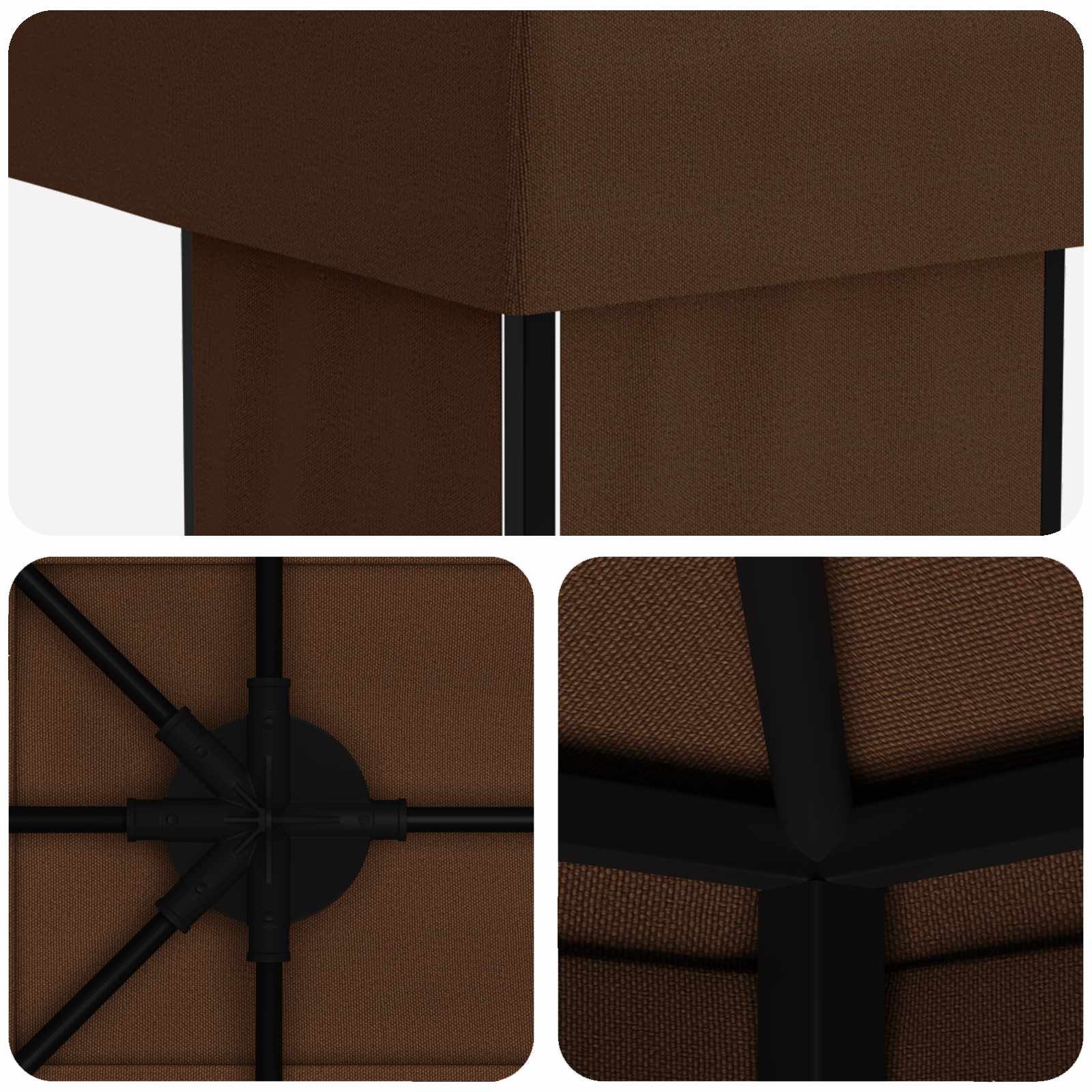 Tuinprieel 6 x 3 m Bruin Polyester en staal 190
