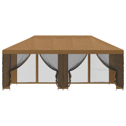 Paviljoen met zijwanden 6 x 3 m Beige Polyester en staal 190