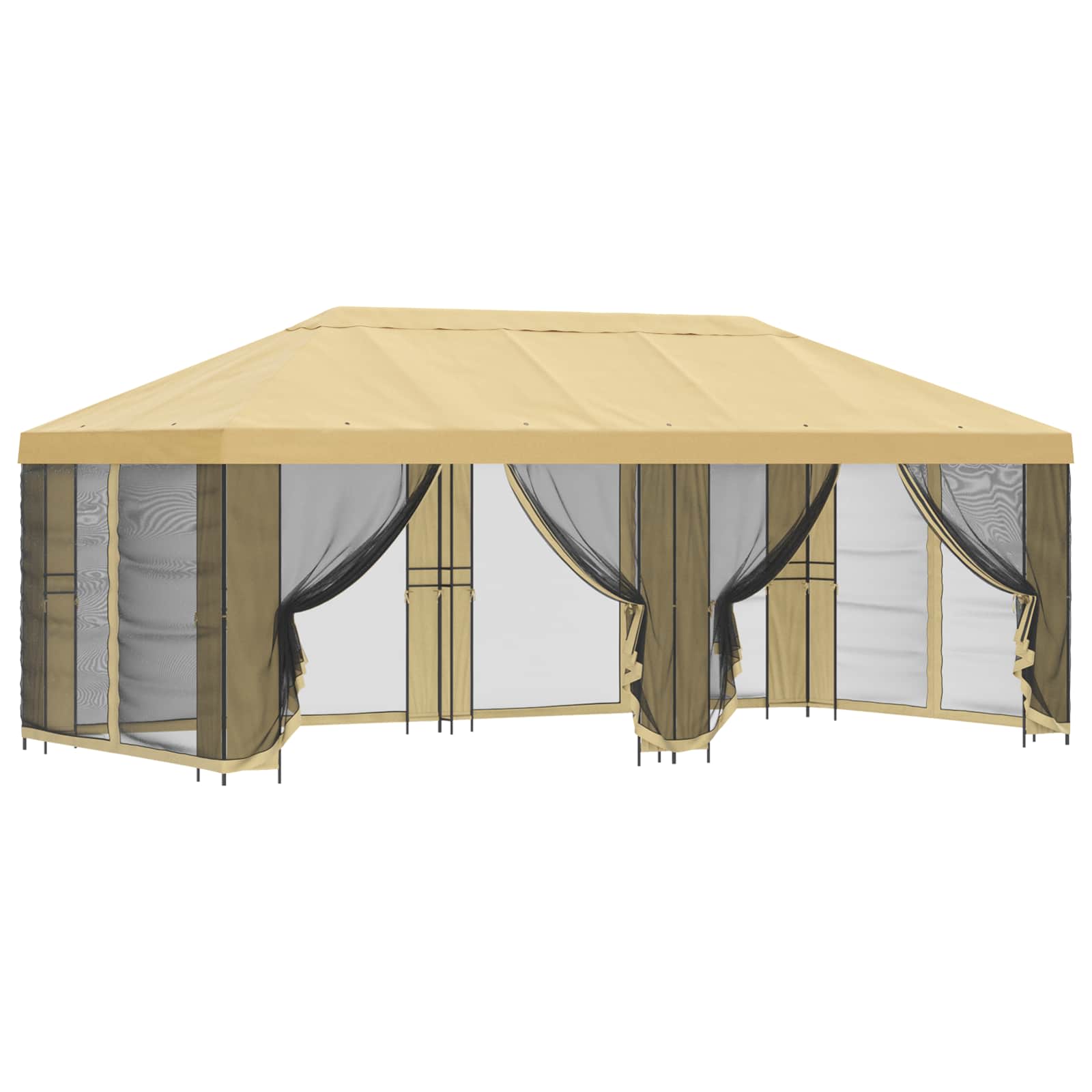 Paviljoen met zijwanden 6 x 3 m Crèmekleurig Polyester en staal