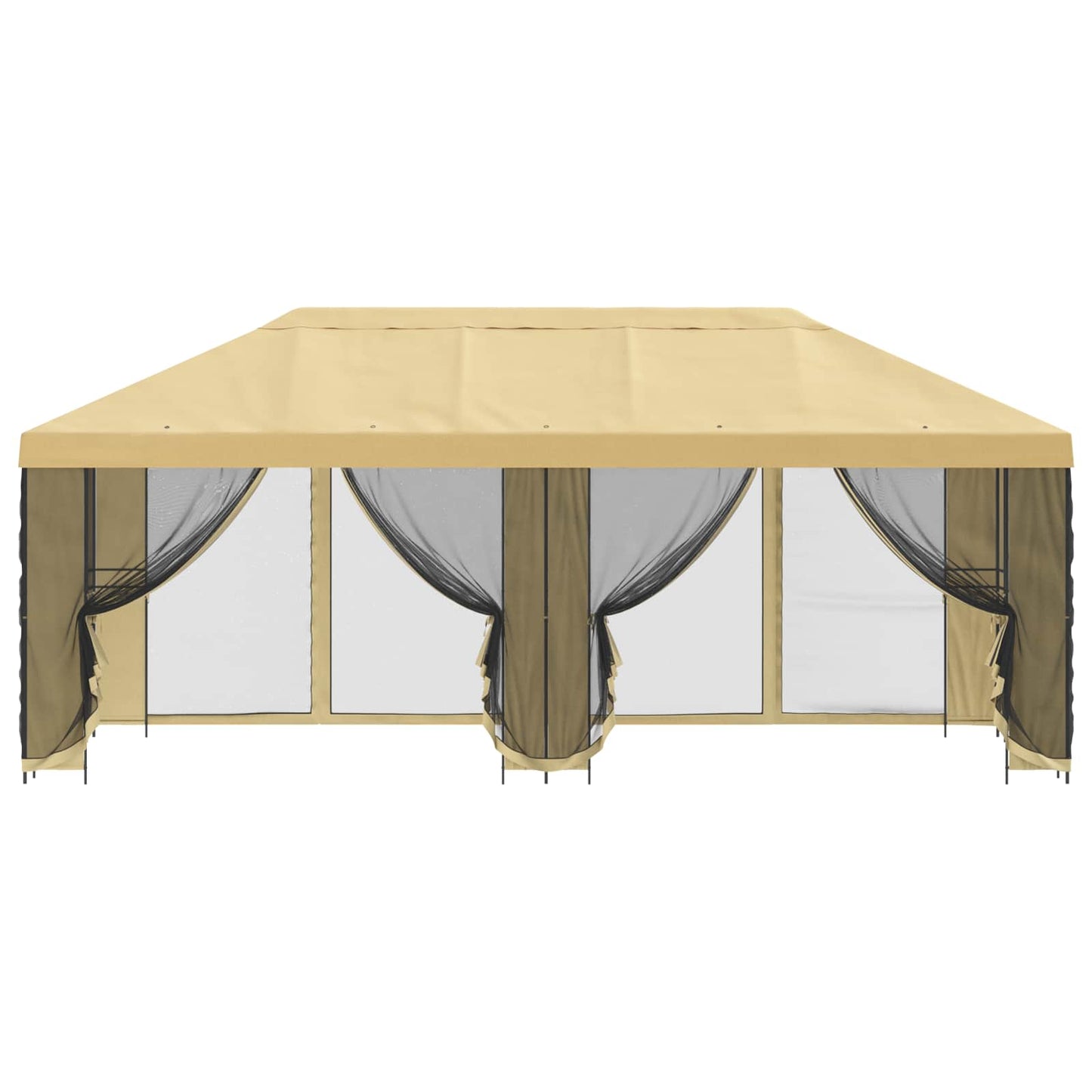 Paviljoen met zijwanden 6 x 3 m Crèmekleurig Polyester en staal