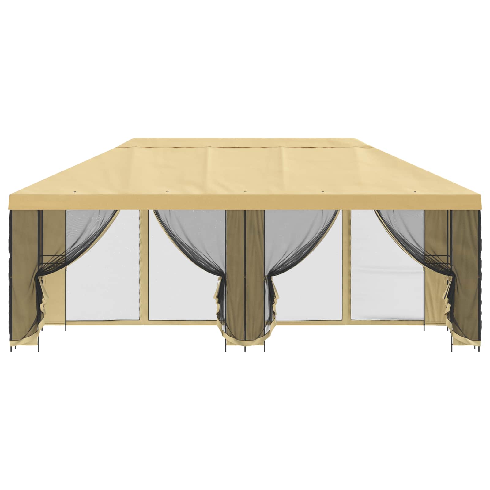 Paviljoen met zijwanden 6 x 3 m Crèmekleurig Polyester en staal