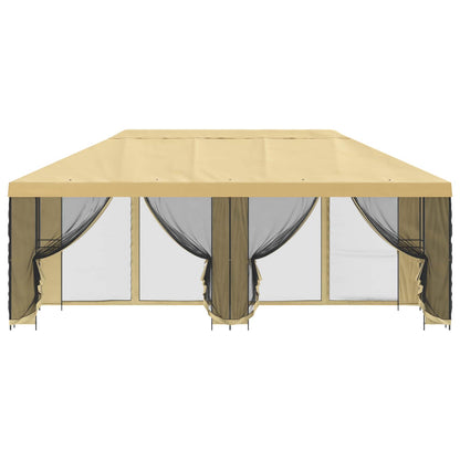 Paviljoen met zijwanden 6 x 3 m Crèmekleurig Polyester en staal