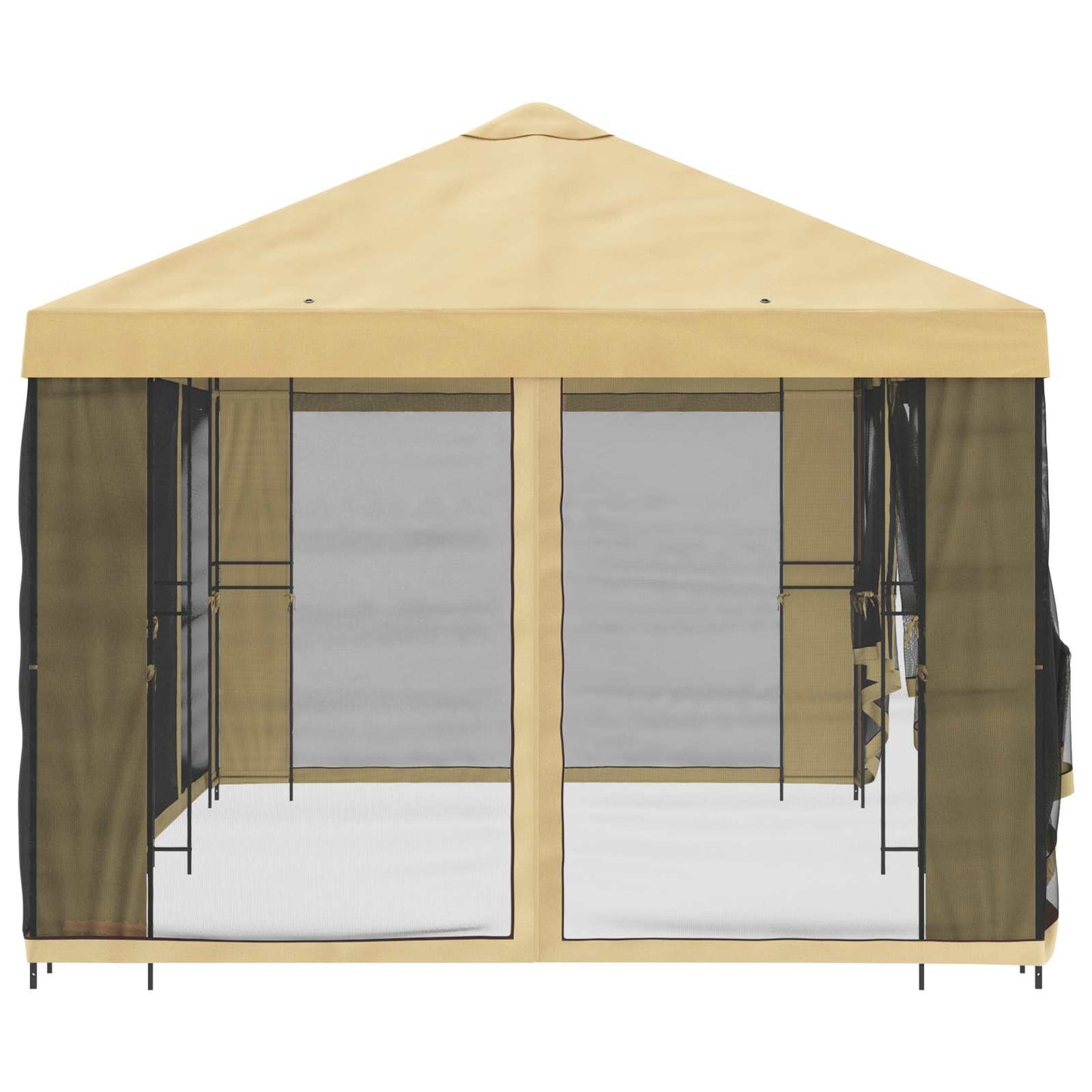 Paviljoen met zijwanden 6 x 3 m Crèmekleurig Polyester en staal