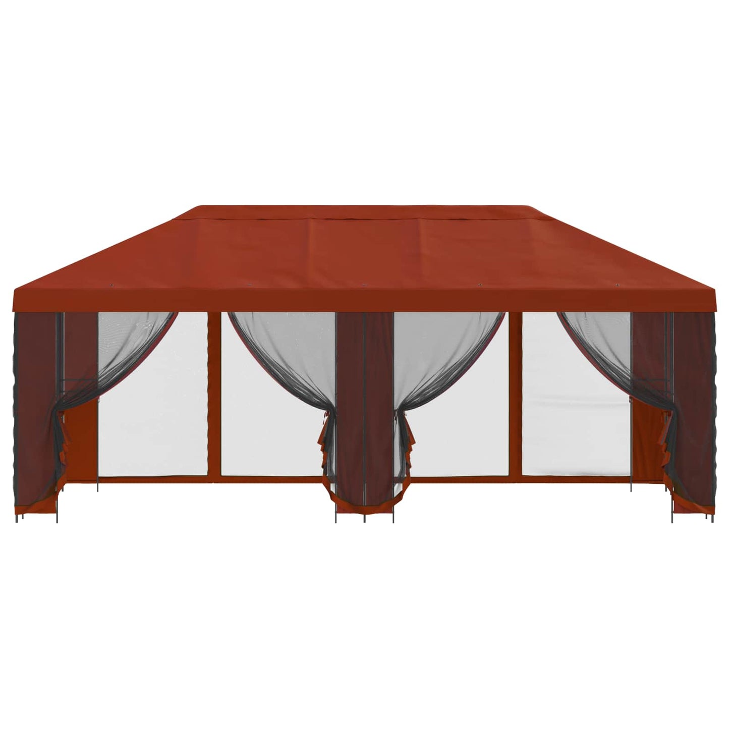 Paviljoen met zijwanden 6 x 3 m Terracotta Polyester en staal