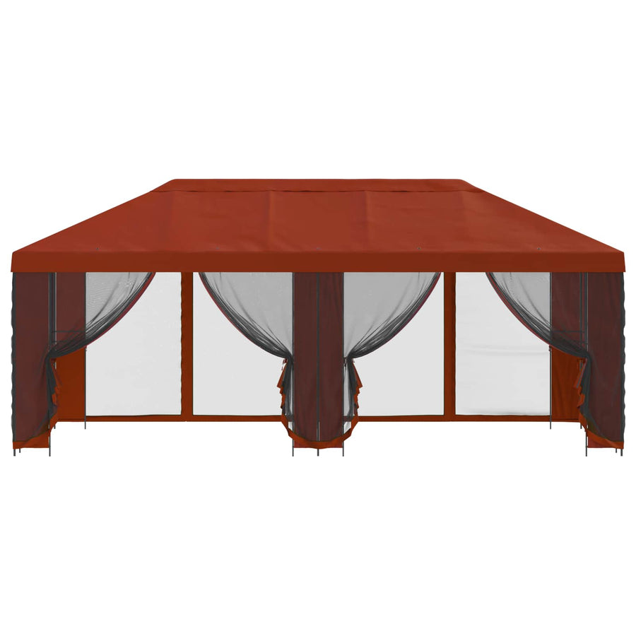 Paviljoen met zijwanden 6 x 3 m Terracotta Polyester en staal