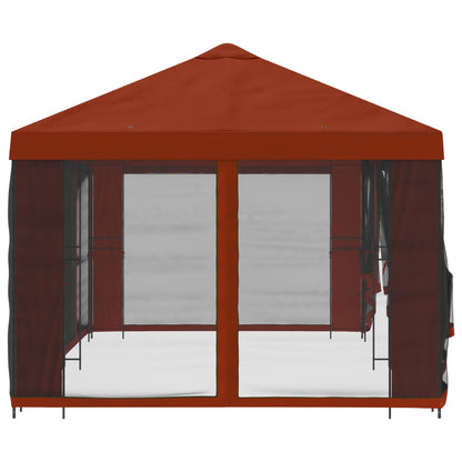 Paviljoen met zijwanden 6 x 3 m Terracotta Polyester en staal