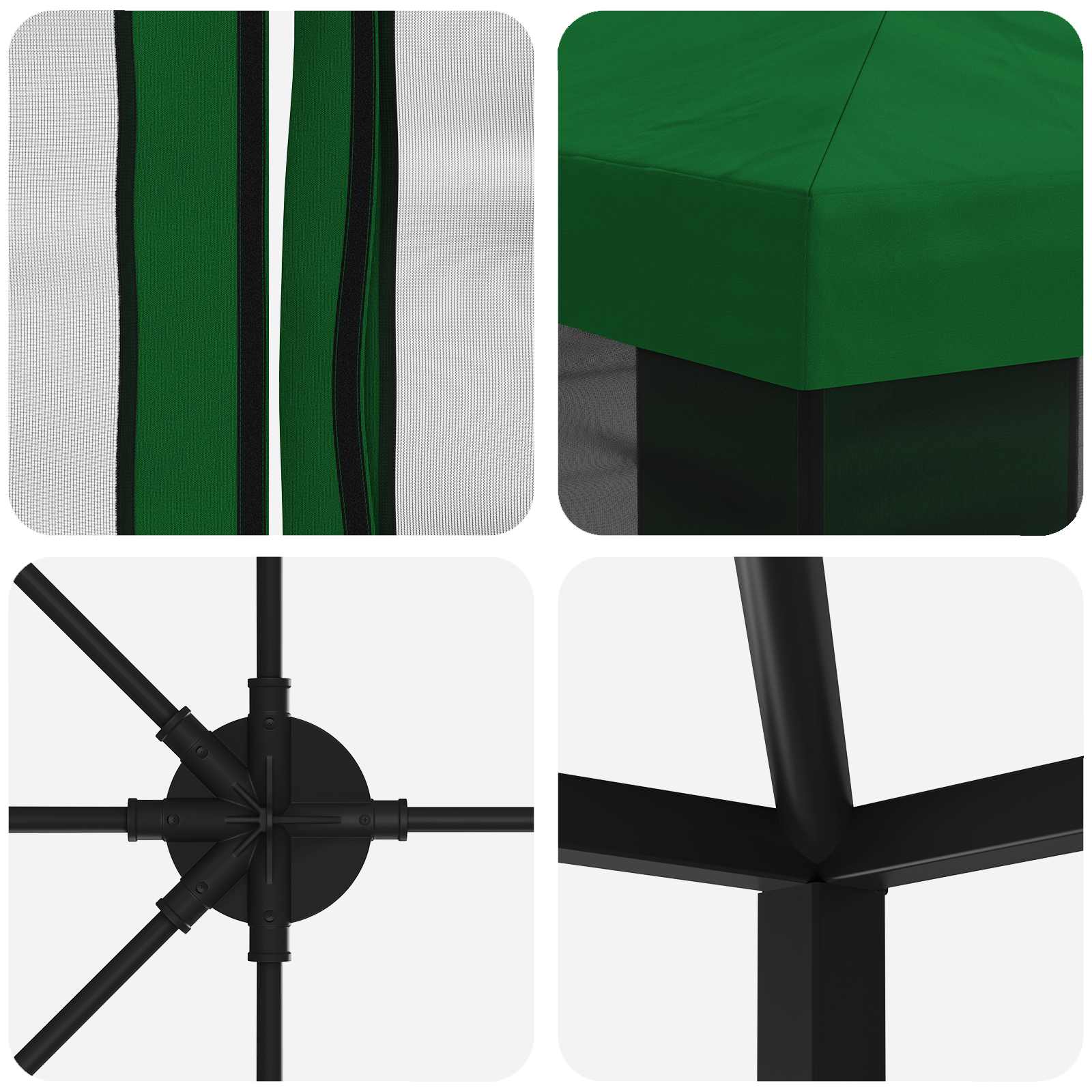 Paviljoen met zijwanden 6 x 3 m Groen Polyester en staal 190