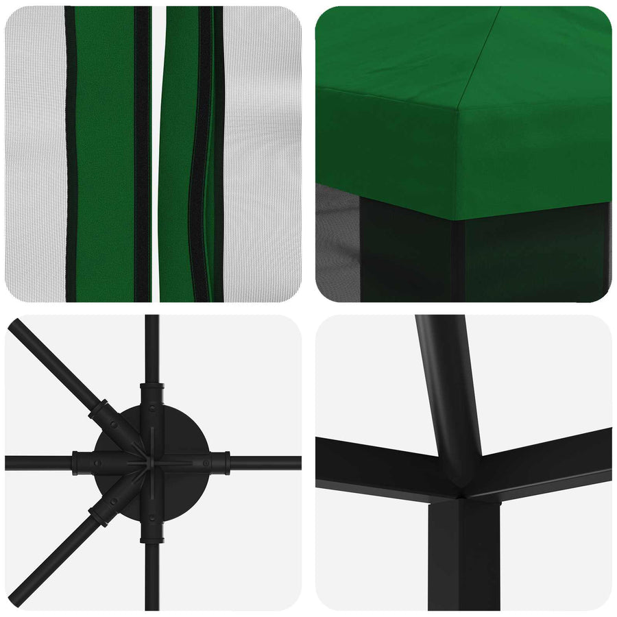 Paviljoen met zijwanden 6 x 3 m Groen Polyester en staal 190