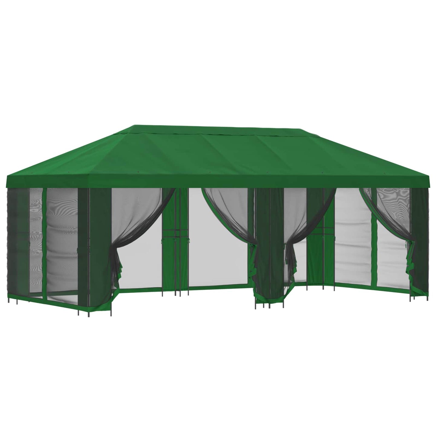 Paviljoen met zijwanden 6 x 3 m Groen Polyester en staal 190