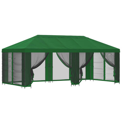 Paviljoen met zijwanden 6 x 3 m Groen Polyester en staal 190