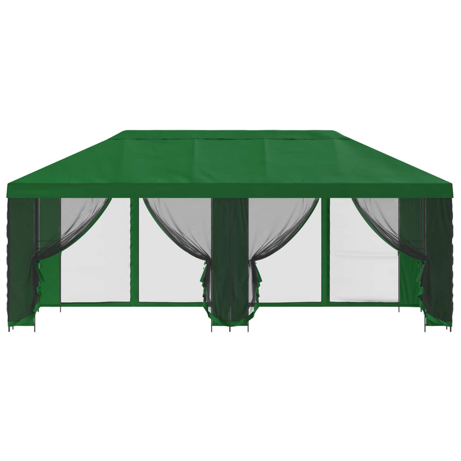 Paviljoen met zijwanden 6 x 3 m Groen Polyester en staal 190