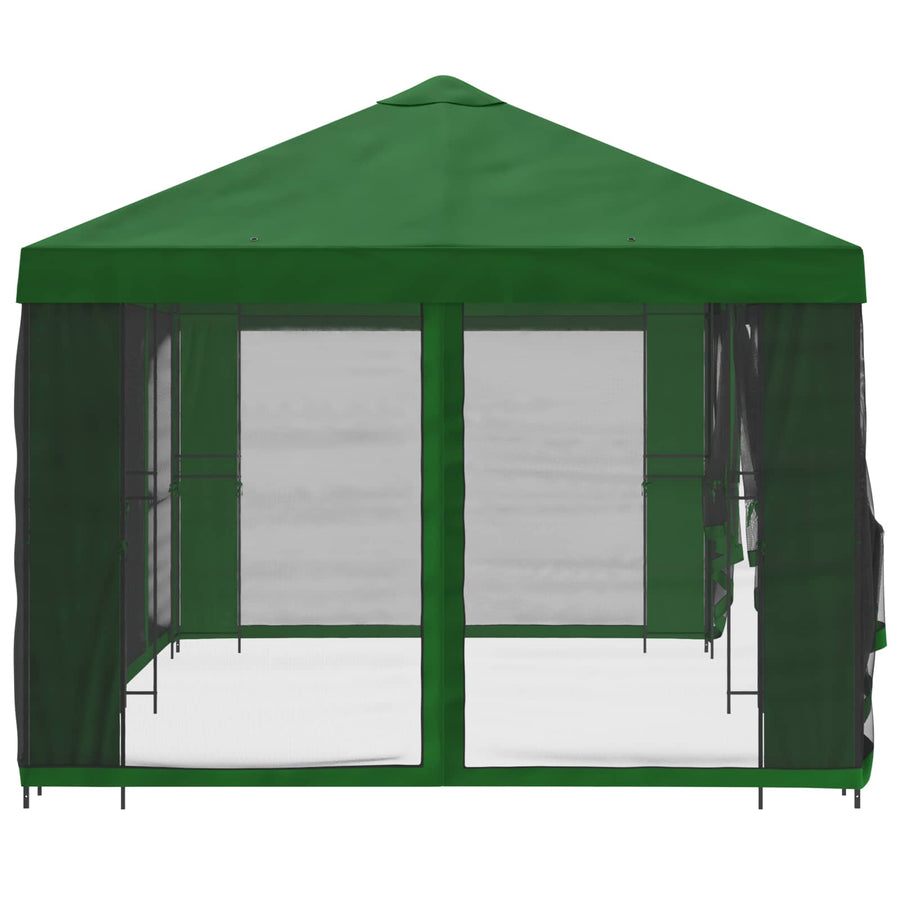 Paviljoen met zijwanden 6 x 3 m Groen Polyester en staal 190