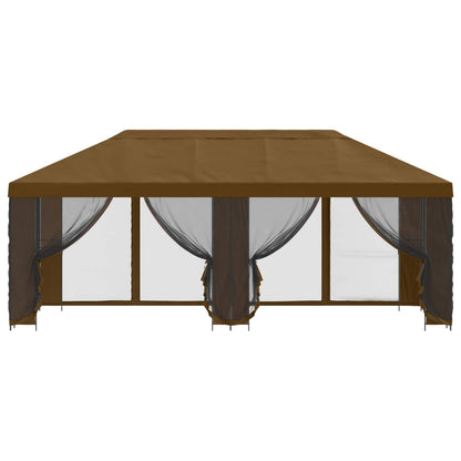 Paviljoen met zijwanden 6 x 3 m Taupe Polyester en staal 190