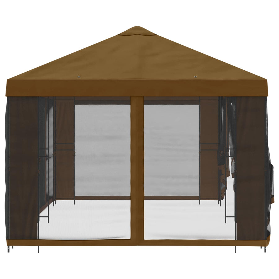 Paviljoen met zijwanden 6 x 3 m Taupe Polyester en staal 190