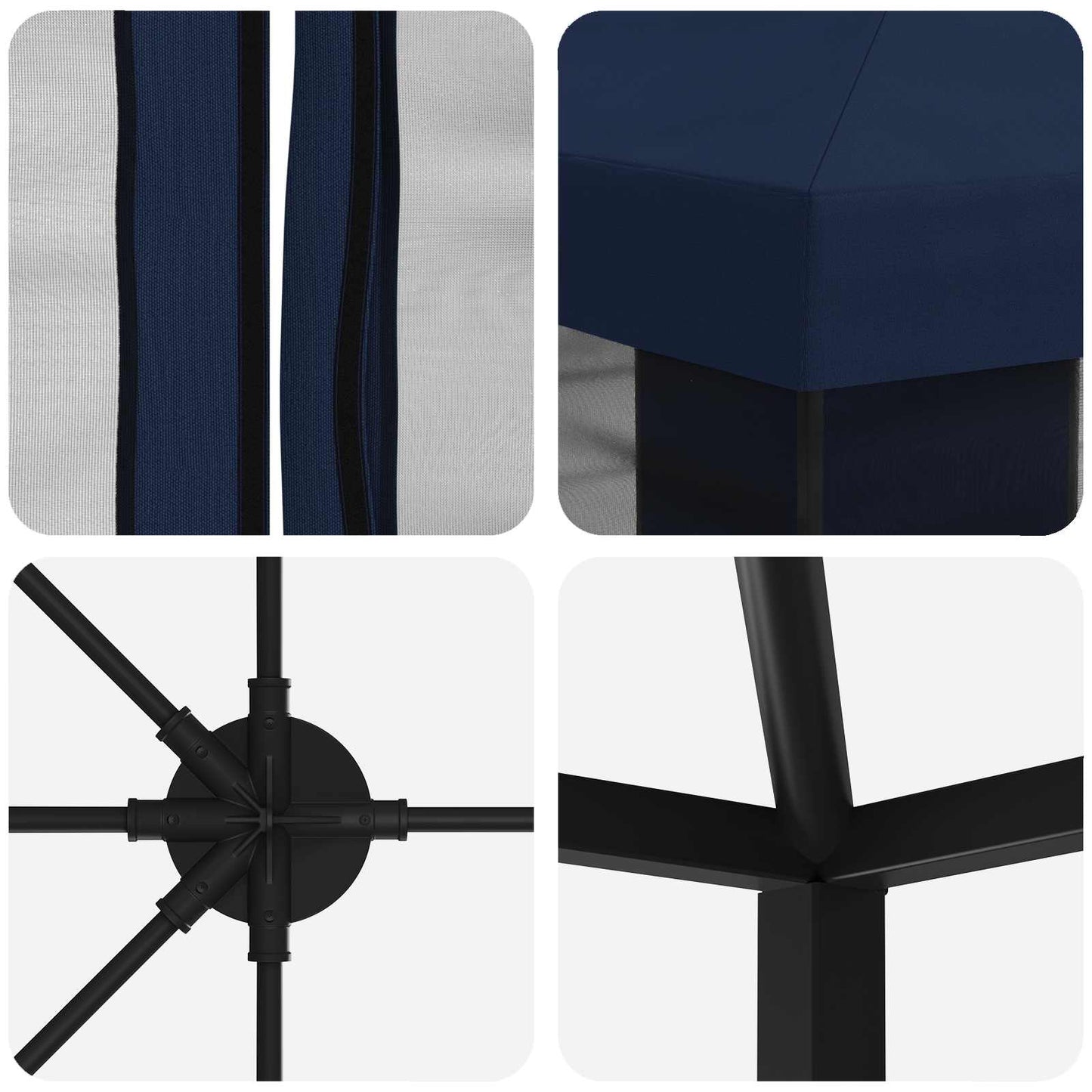 Paviljoen met zijwanden 6 x 3 m Blauw Polyester en staal 190