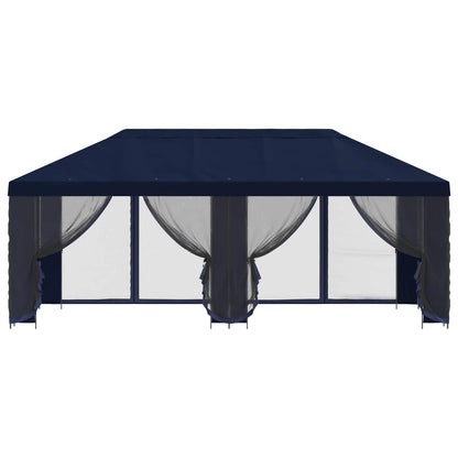 Paviljoen met zijwanden 6 x 3 m Blauw Polyester en staal 190