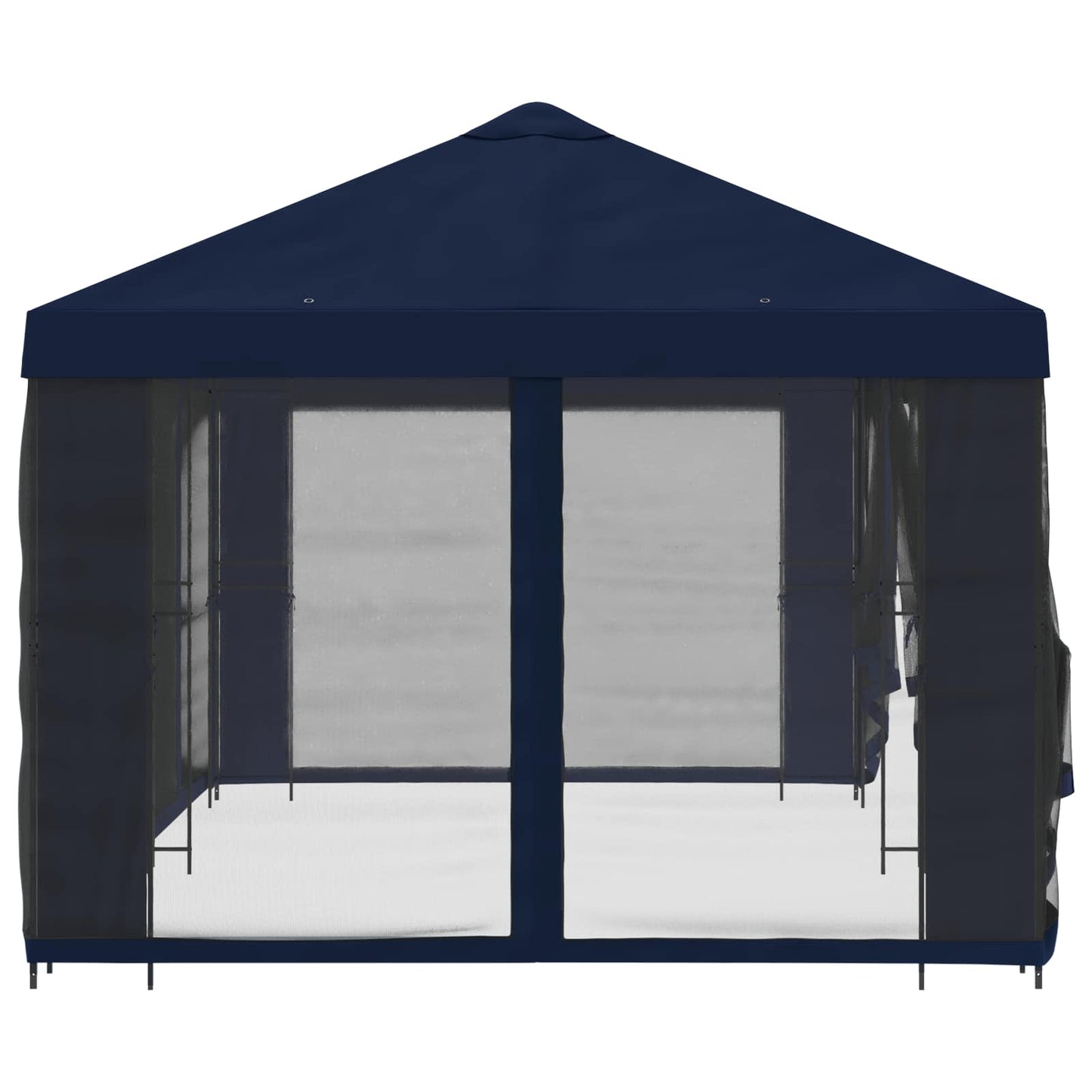Paviljoen met zijwanden 6 x 3 m Blauw Polyester en staal 190