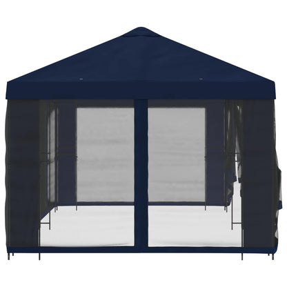 Paviljoen met zijwanden 6 x 3 m Blauw Polyester en staal 190