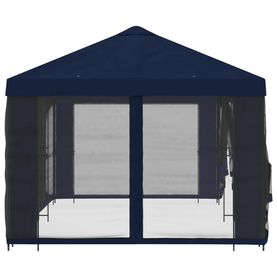 Paviljoen met zijwanden 6 x 3 m Blauw Polyester en staal 190
