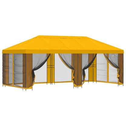 Paviljoen met zijwanden 6 x 3 m Geel Polyester en staal 190