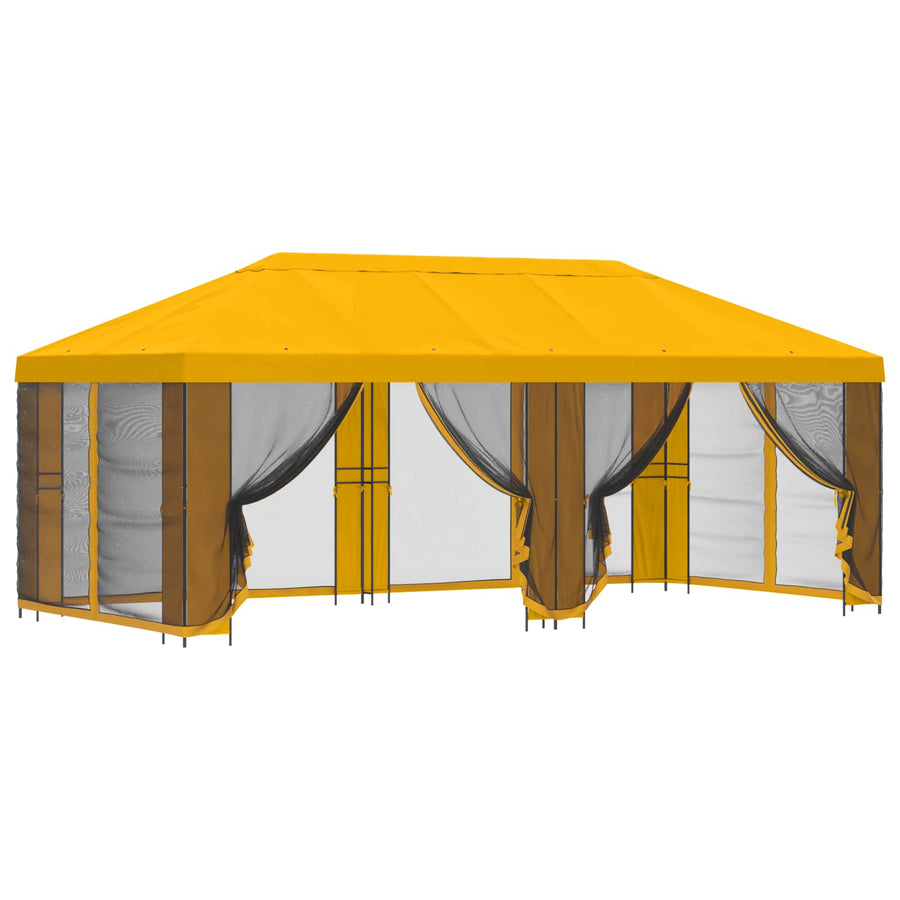Paviljoen met zijwanden 6 x 3 m Geel Polyester en staal 190