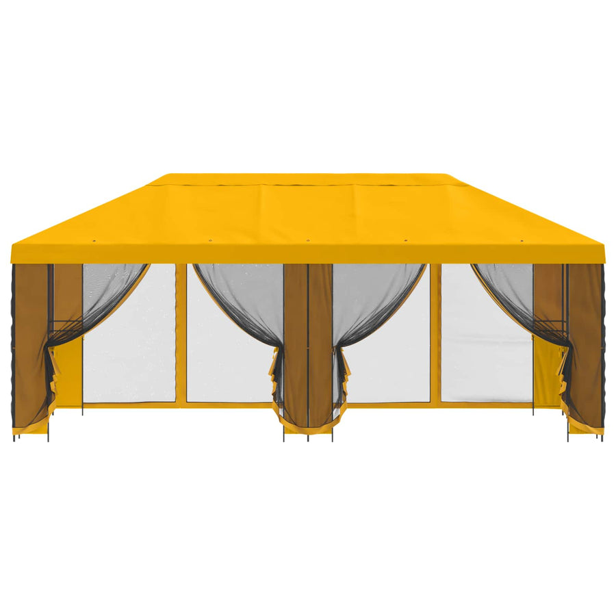 Paviljoen met zijwanden 6 x 3 m Geel Polyester en staal 190