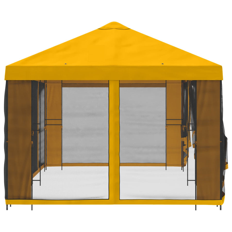 Paviljoen met zijwanden 6 x 3 m Geel Polyester en staal 190