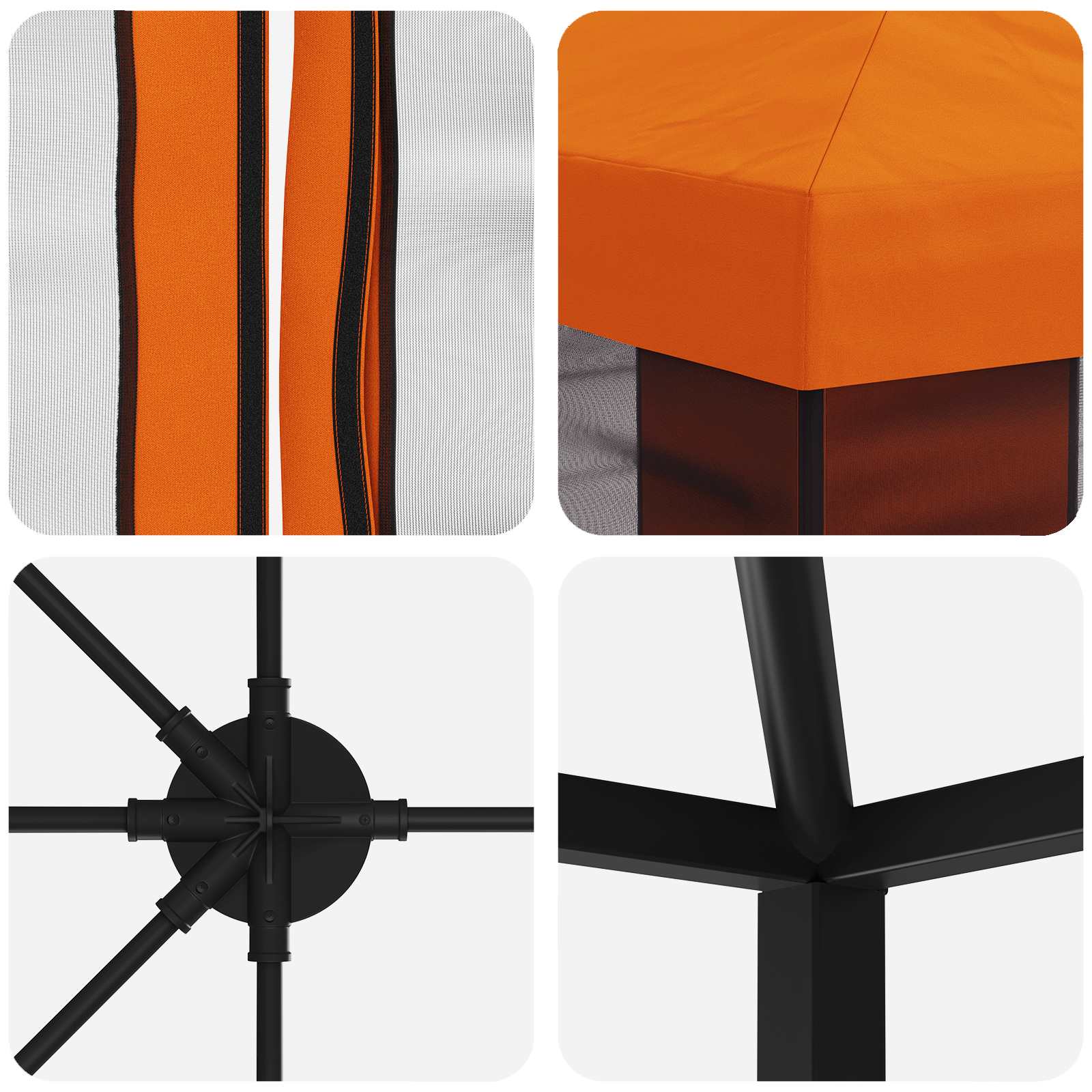 Paviljoen met zijwanden 6 x 3 m Oranje Polyester en staal 190