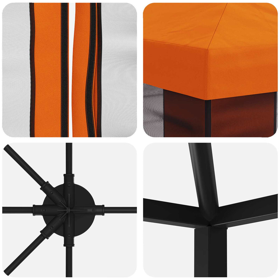 Paviljoen met zijwanden 6 x 3 m Oranje Polyester en staal 190