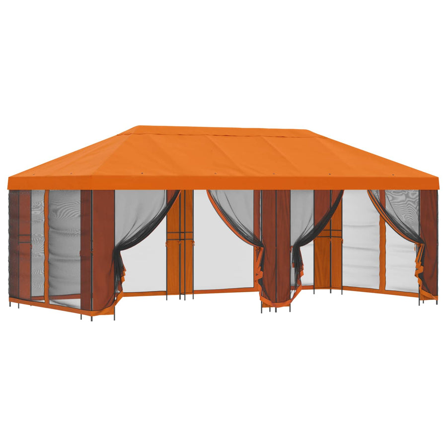 Paviljoen met zijwanden 6 x 3 m Oranje Polyester en staal 190