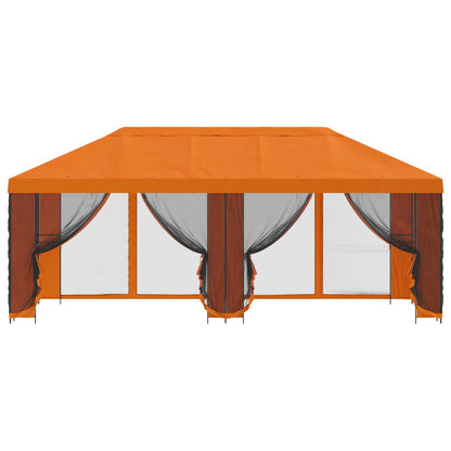 Paviljoen met zijwanden 6 x 3 m Oranje Polyester en staal 190