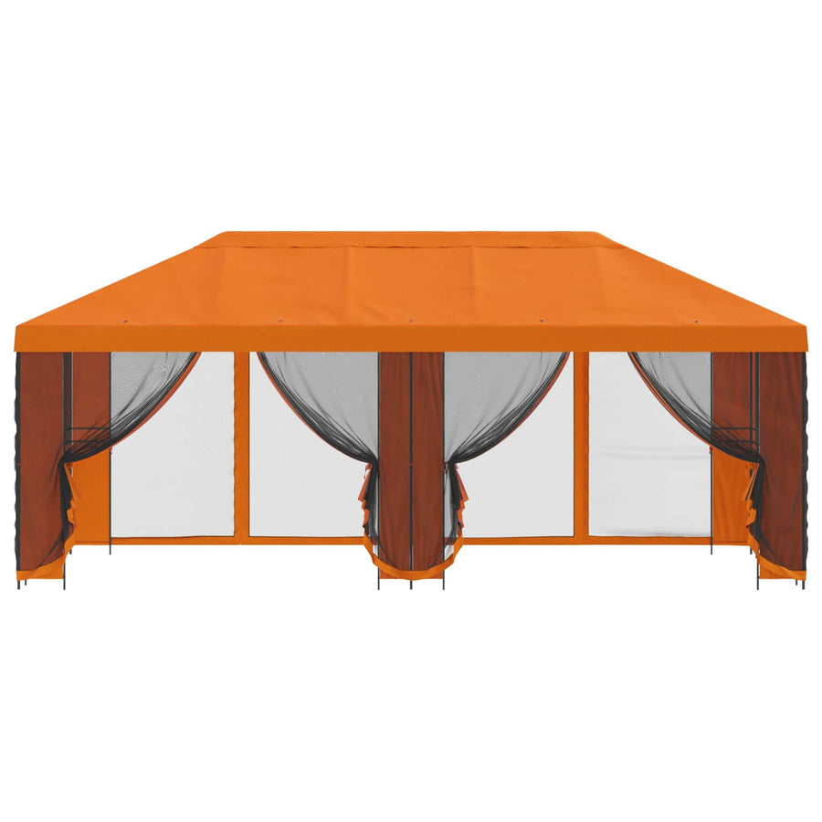 Paviljoen met zijwanden 6 x 3 m Oranje Polyester en staal 190