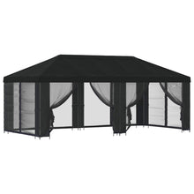 Paviljoen met zijwanden 6 x 3 m Zwart Polyester en staal 190