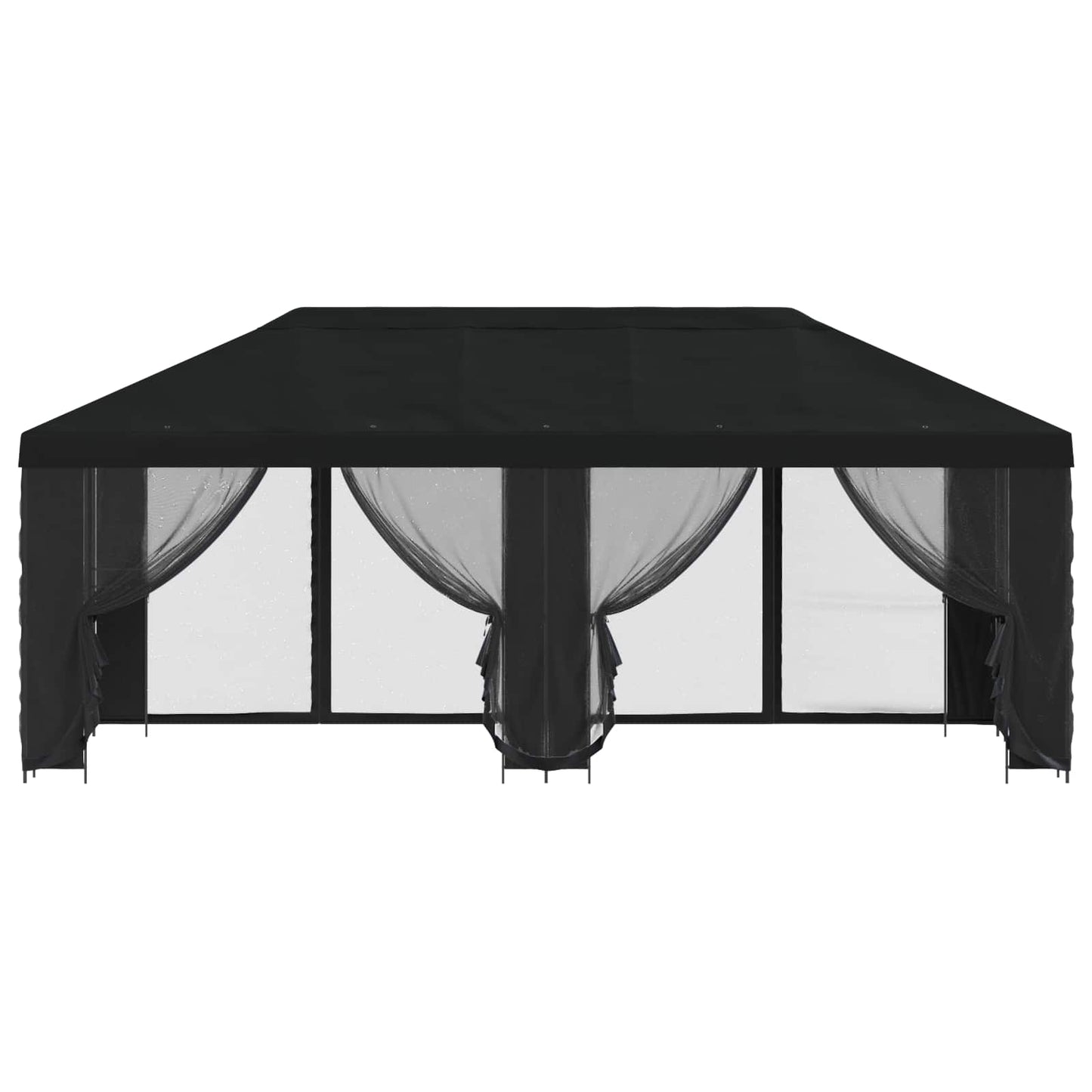 Paviljoen met zijwanden 6 x 3 m Zwart Polyester en staal 190