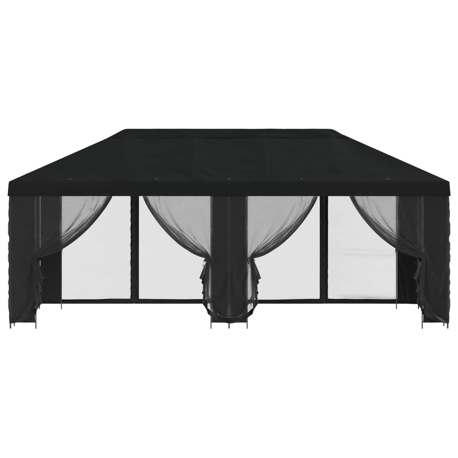 Paviljoen met zijwanden 6 x 3 m Zwart Polyester en staal 190