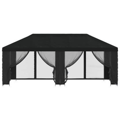 Paviljoen met zijwanden 6 x 3 m Zwart Polyester en staal 190
