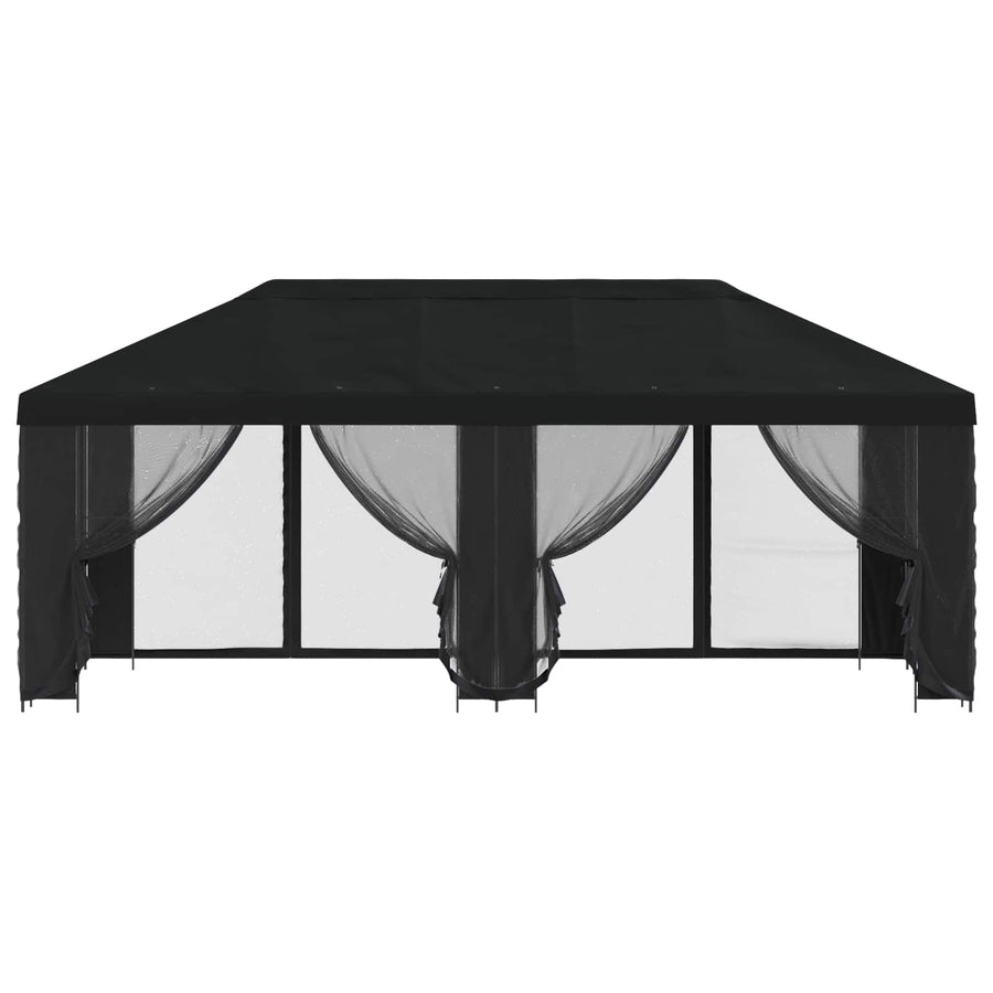 Paviljoen met zijwanden 6 x 3 m Zwart Polyester en staal 190