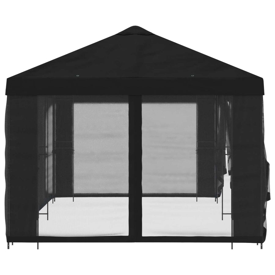 Paviljoen met zijwanden 6 x 3 m Zwart Polyester en staal 190