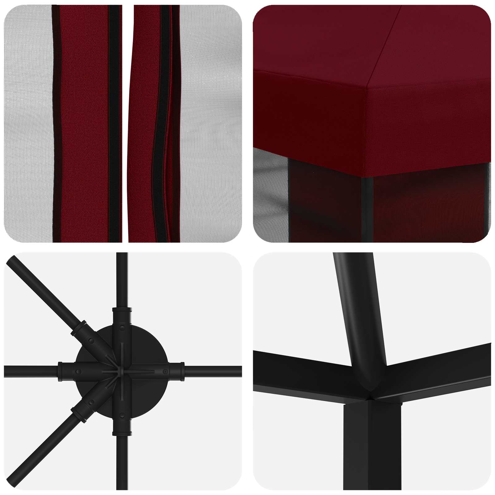 Paviljoen met zijwanden 6 x 3 m Bordeauxrood Polyester en staal