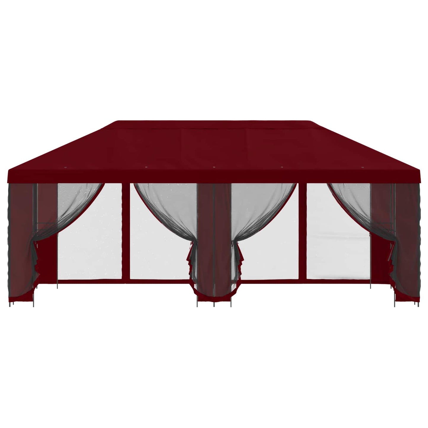 Paviljoen met zijwanden 6 x 3 m Bordeauxrood Polyester en staal