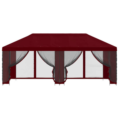 Paviljoen met zijwanden 6 x 3 m Bordeauxrood Polyester en staal