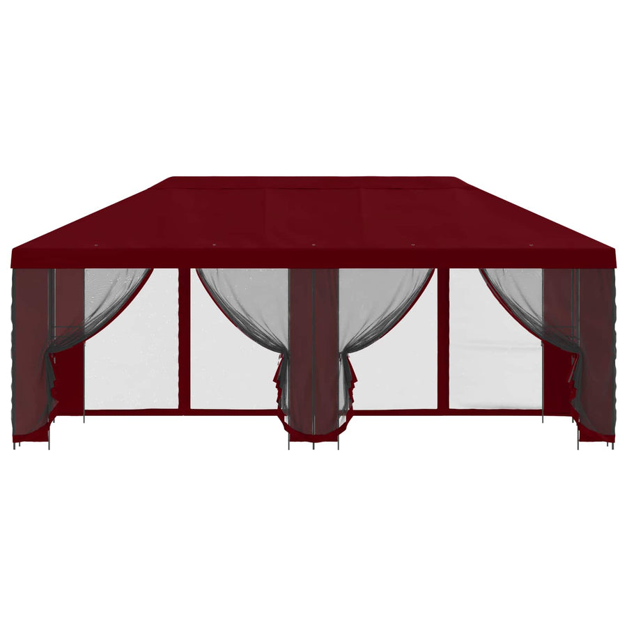 Paviljoen met zijwanden 6 x 3 m Bordeauxrood Polyester en staal