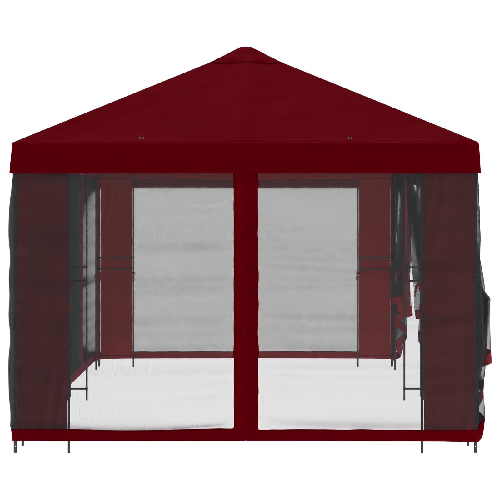 Paviljoen met zijwanden 6 x 3 m Bordeauxrood Polyester en staal
